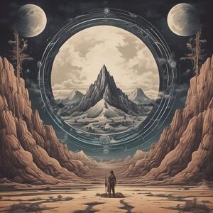 Celestial Mountain Art Print in Brown and Cream